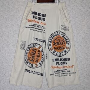 Jaded Gypsy Flour Sack Wide Leg Hairloom Golden Pants Sz L/XL